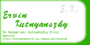 ervin kutnyanszky business card