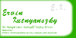 ervin kutnyanszky business card